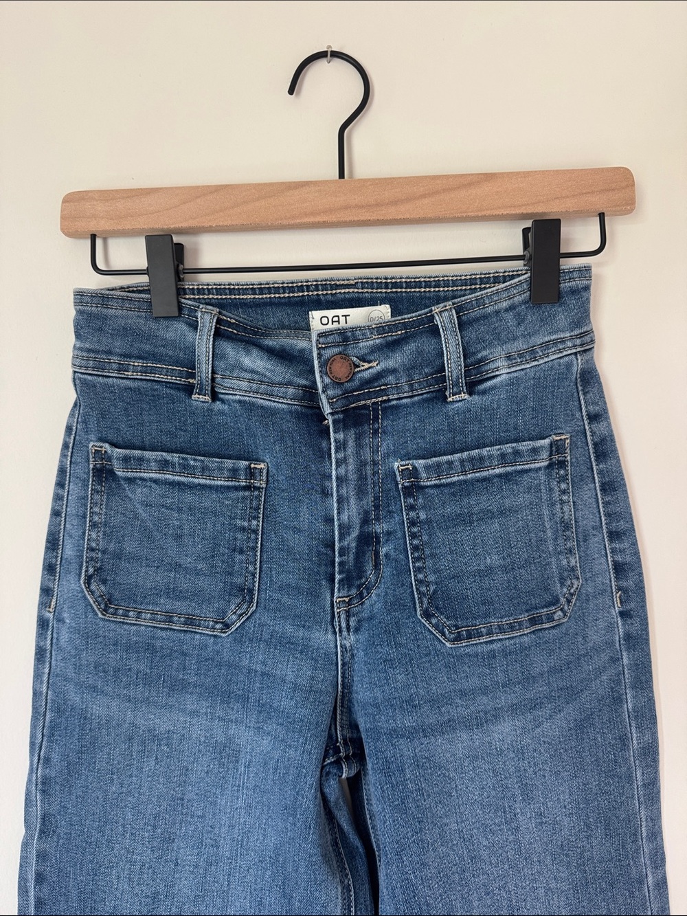 OAT wide leg Blue High-Rise Front-Pocket Jeans